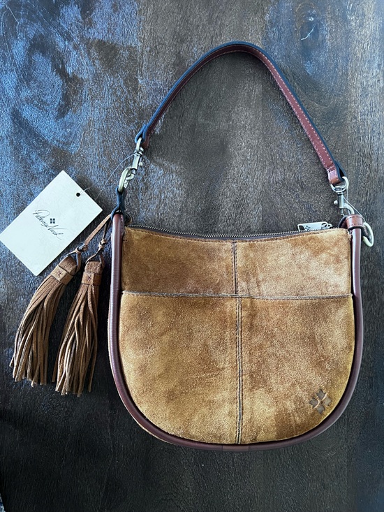 Patricia Nash Handbags - NWT Patricia Nash Calanna Cognac Brown Suede Leather Saddle bag